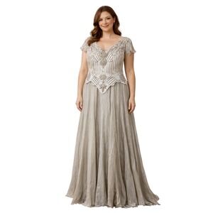 Eavis & Brown London Beaded Silk Gown Saks Fifth Avenue XL VTG Evening Dress